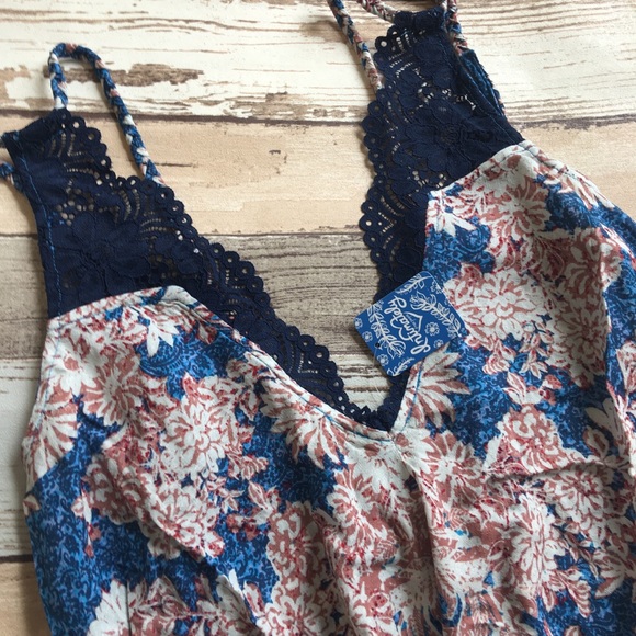 FREE PEOPLE | Morning Sun Boho Mini Slip Dress Blue NEW - Picture 2 of 7